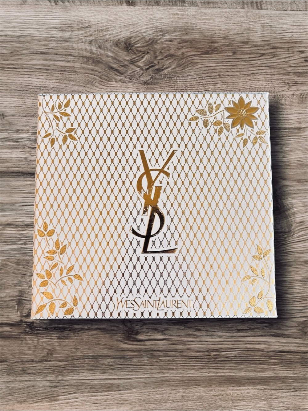 YVES SAINT LAURENT Authentic YSL White Gold Floral Collector Gift Storage Box
